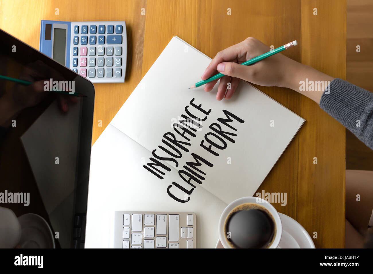 Gesundheit Versicherungsformular, Geschäftskonzept, Versicherte Ansprüche Zustand von Notlage behauptet Stockfoto
