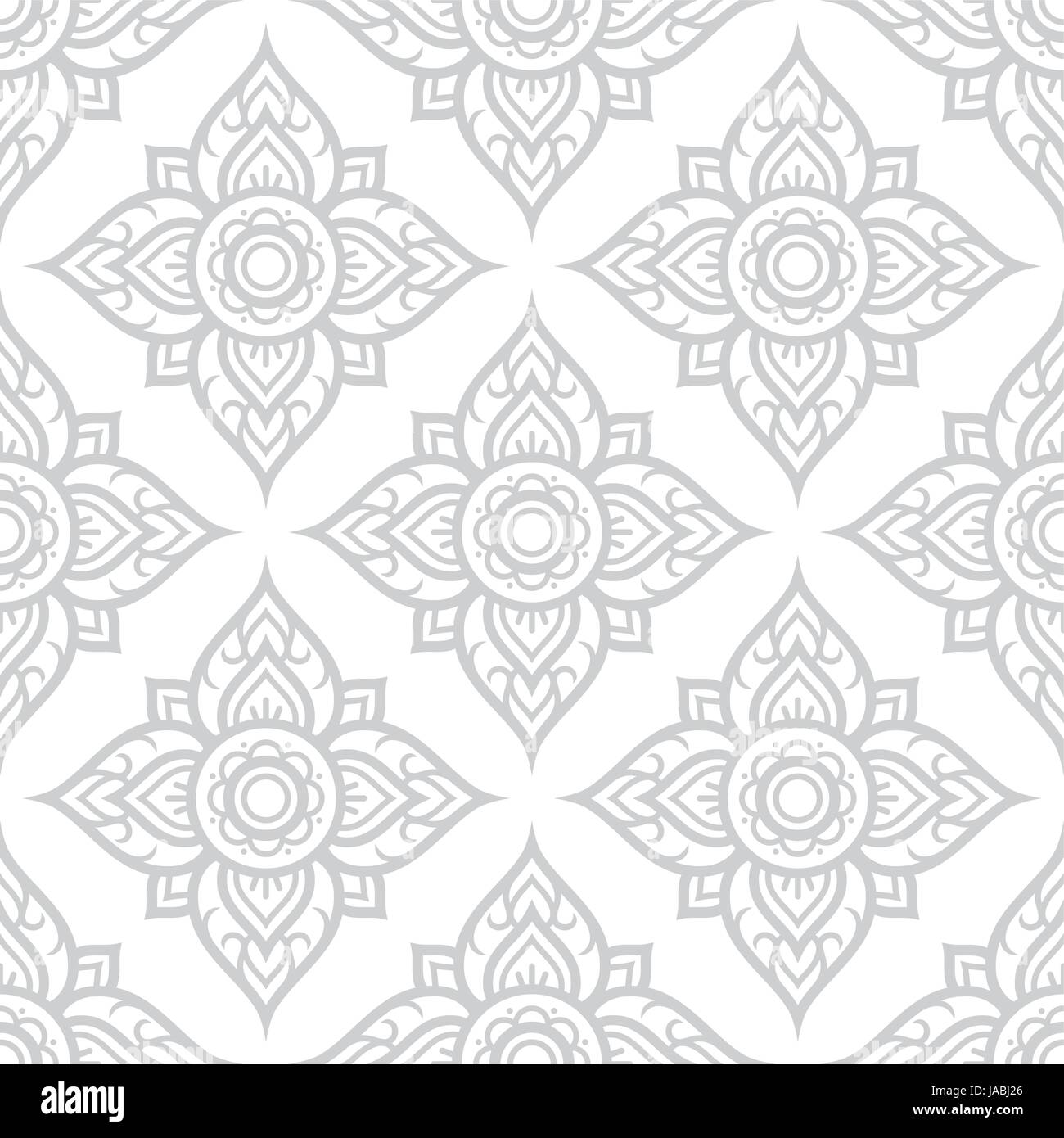 Thai Blumen Musterdesign, asiatische grau floral Design aus Thailand Stock Vektor