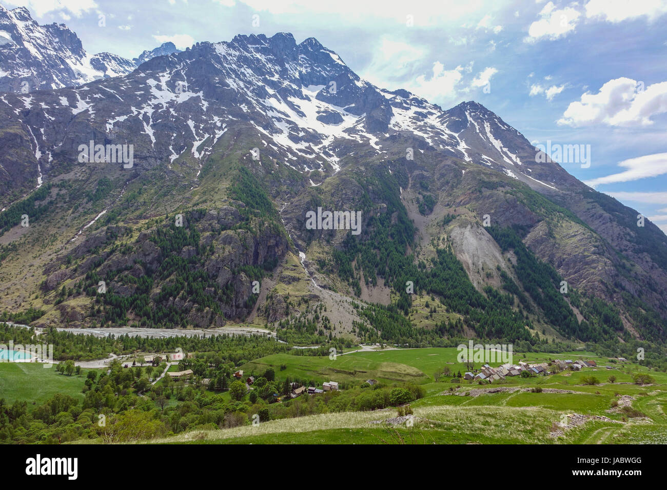 Gletscher und Gipfel von Col de Lautaret Lauteret und Ecrin Bergen, Französische Alpen Stockfoto