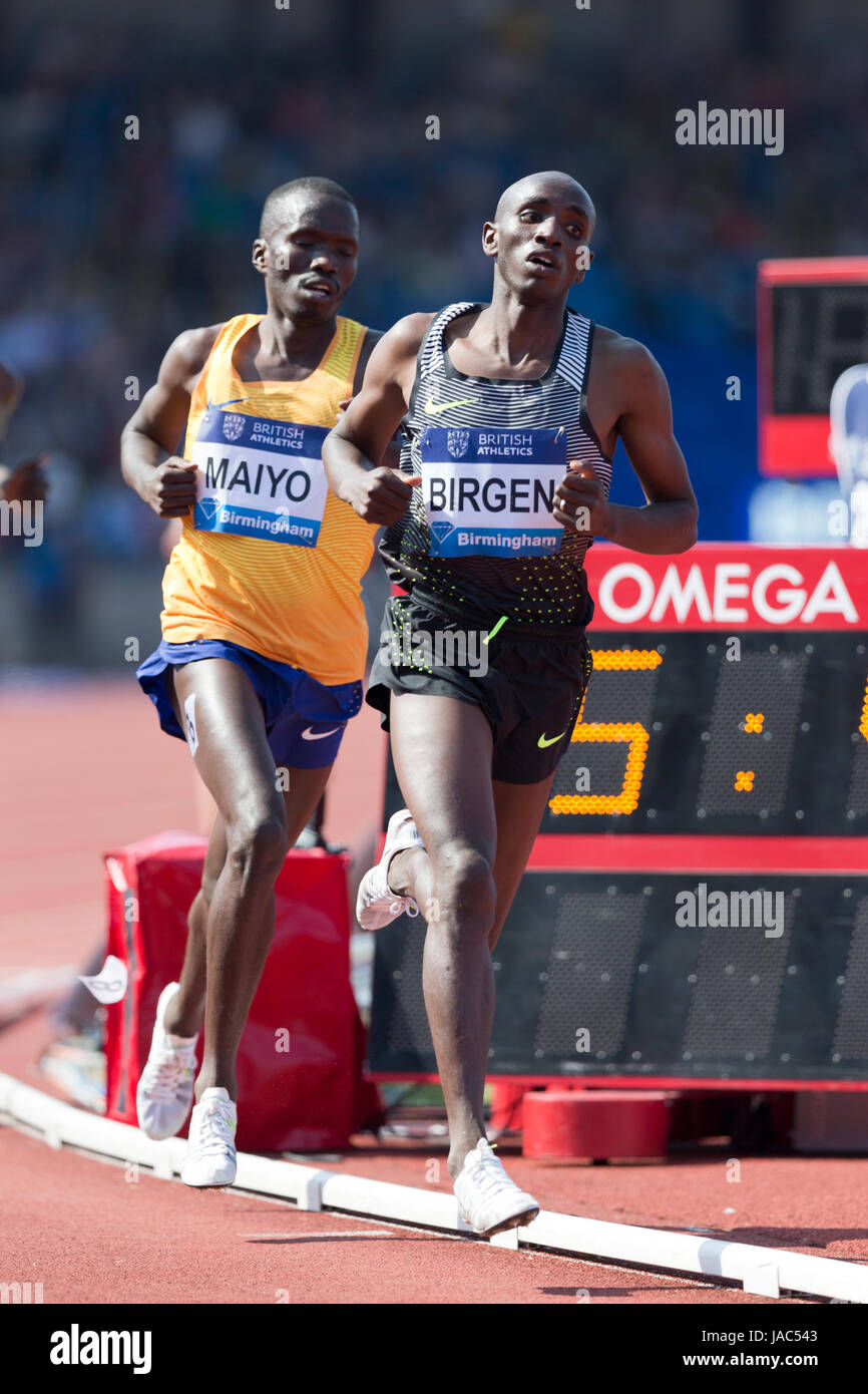 Bethwell BIRGEN & Hillary Kipkorir MAIYO konkurrieren in der 3000m am Diamond League 2016, Alexander Stadium, Birmingham, UK, 6. Juni 2016. Stockfoto