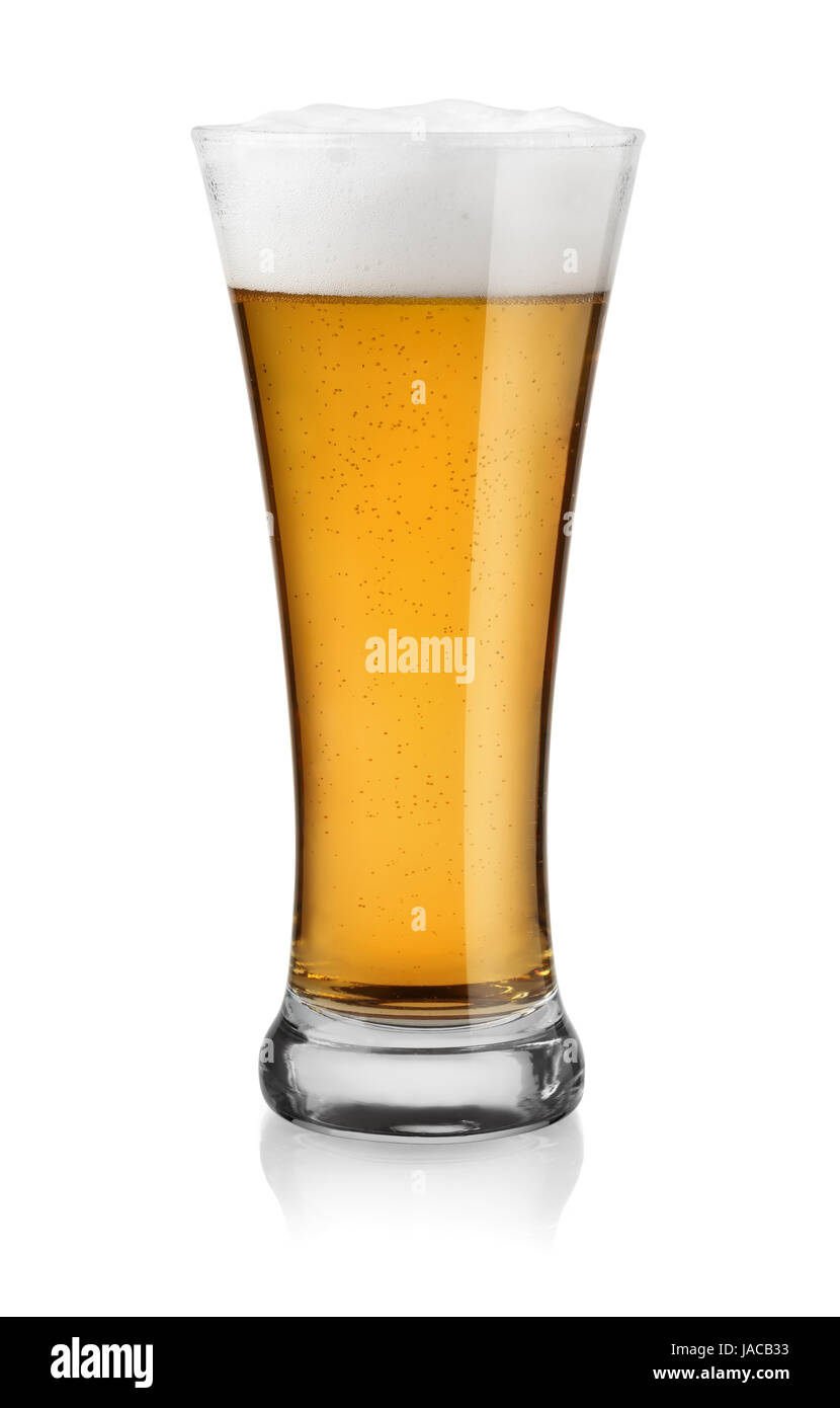 Glas Bier isoliert auf weiss Stockfoto