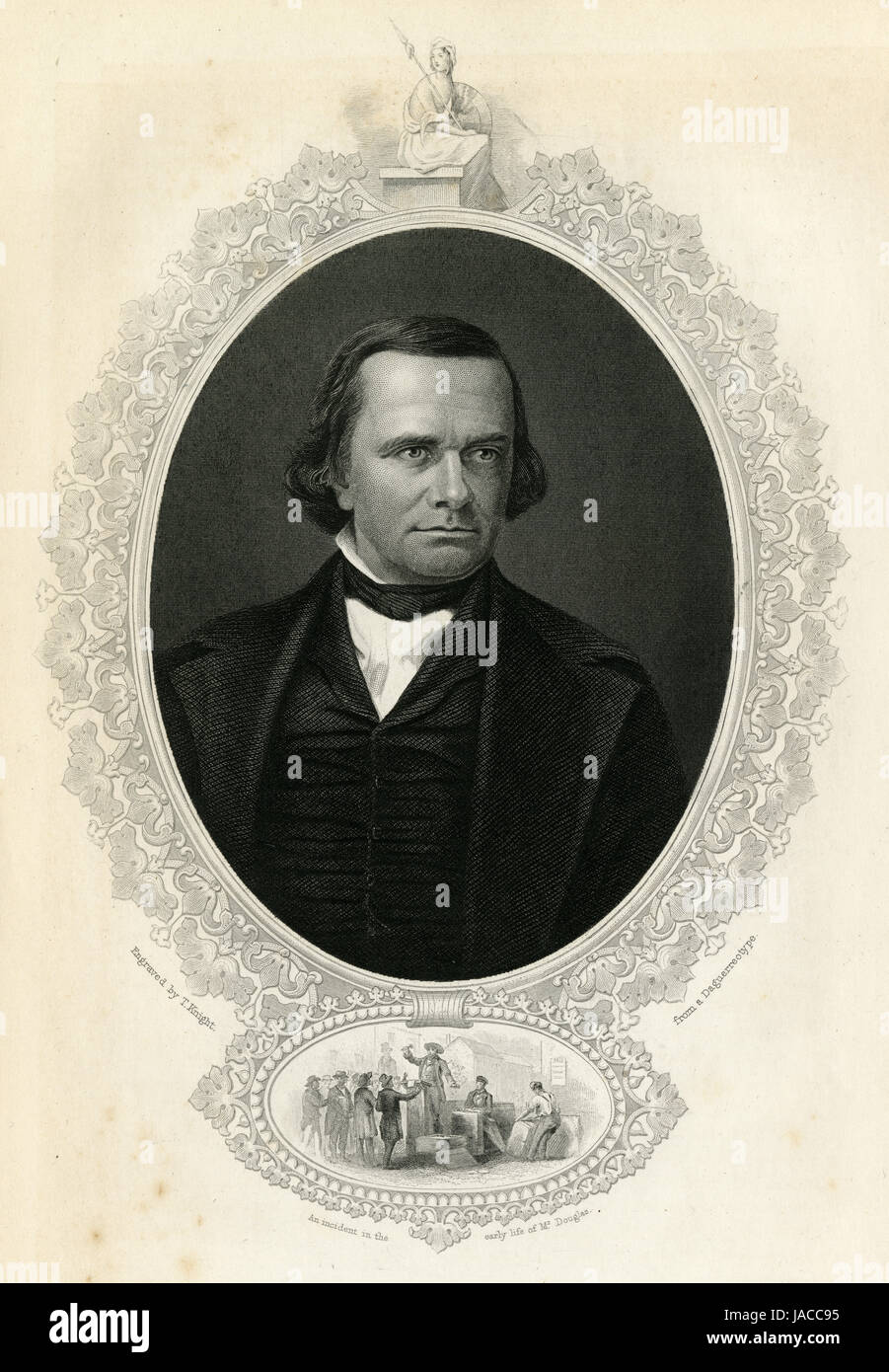 Antike c1860 Gravur, Stephen Douglas. Stephen Arnold Douglas (1813 – 1861) war ein US-amerikanischer Politiker und von Illinois und dem Designer des Kansas-Nebraska Act. QUELLE: ORIGINAL GRAVUR. Stockfoto