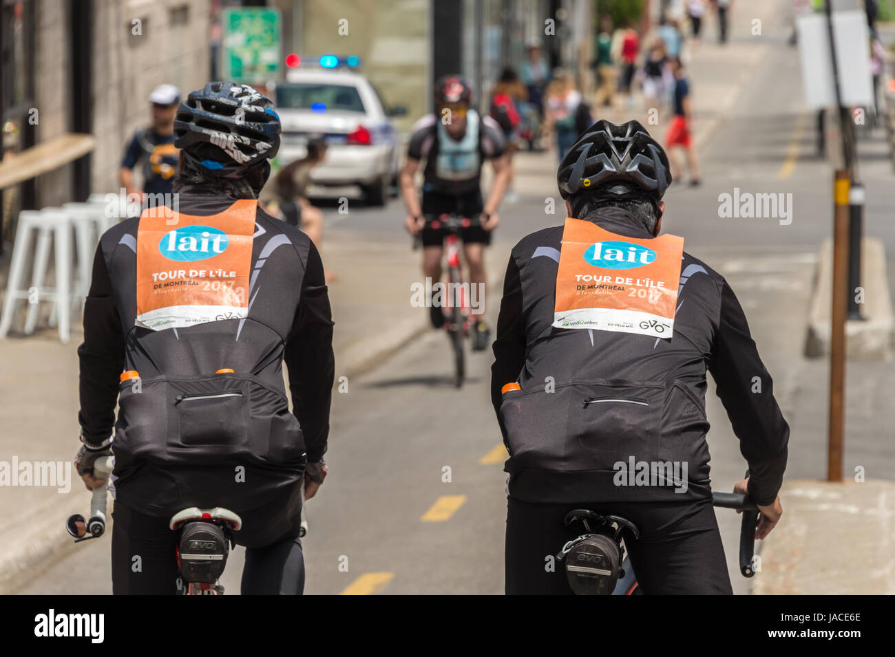 Montreal, Kanada - 4. Juni 2017: viele Radfahrer teilnehmen in Montreal "Tour de L 'Île" 2017 Stockfoto