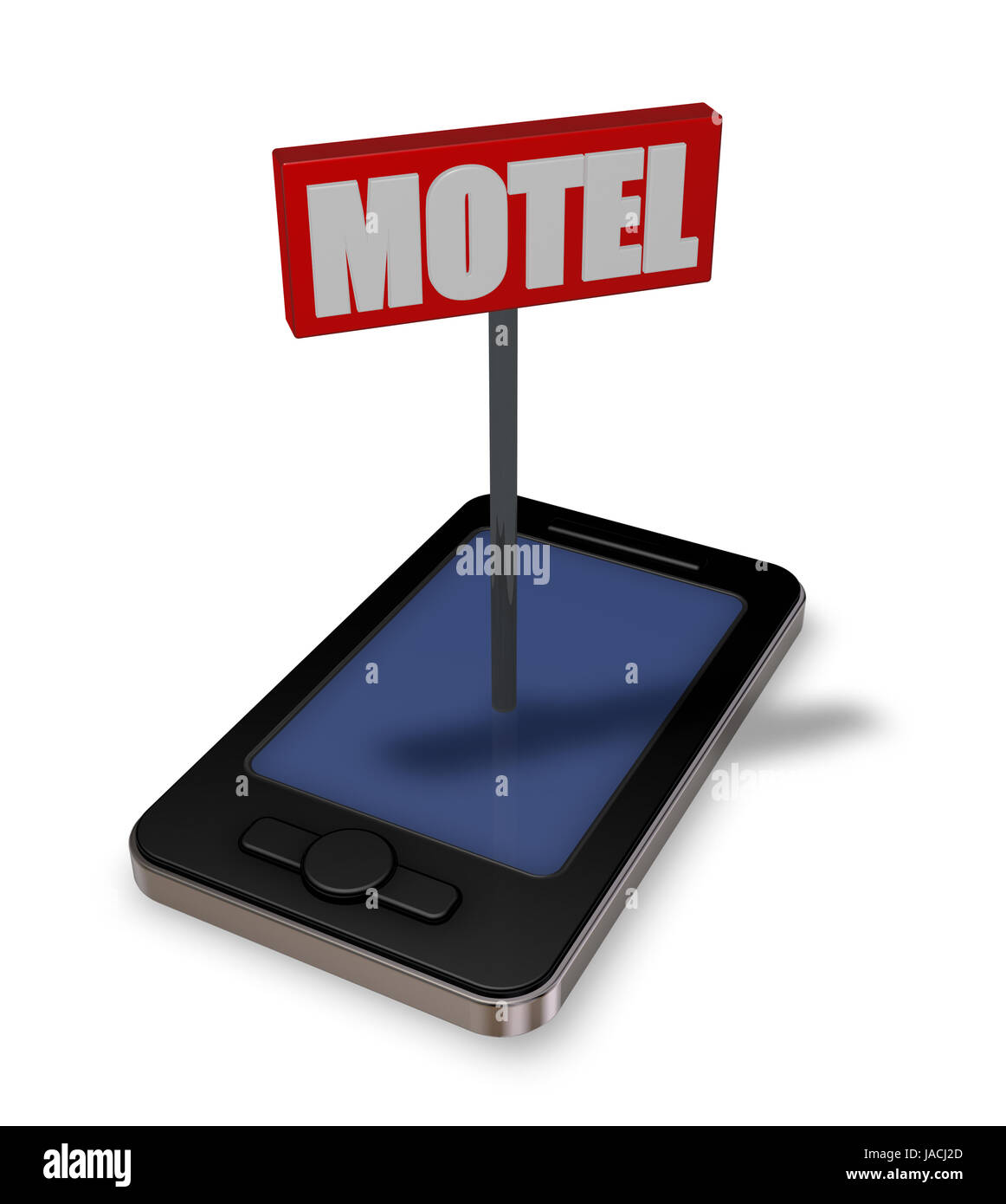 Smartphone Mit Motelschild - 3d illustration Stockfoto