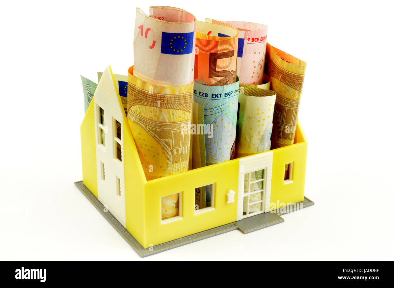 Geld ins Haus Stockfoto