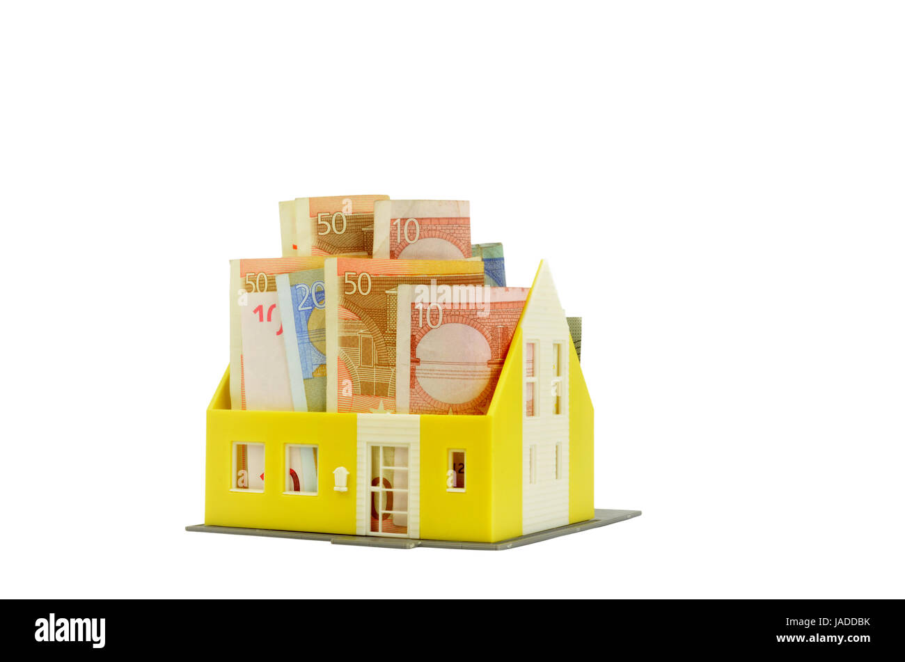 Geld ins Haus Stockfoto