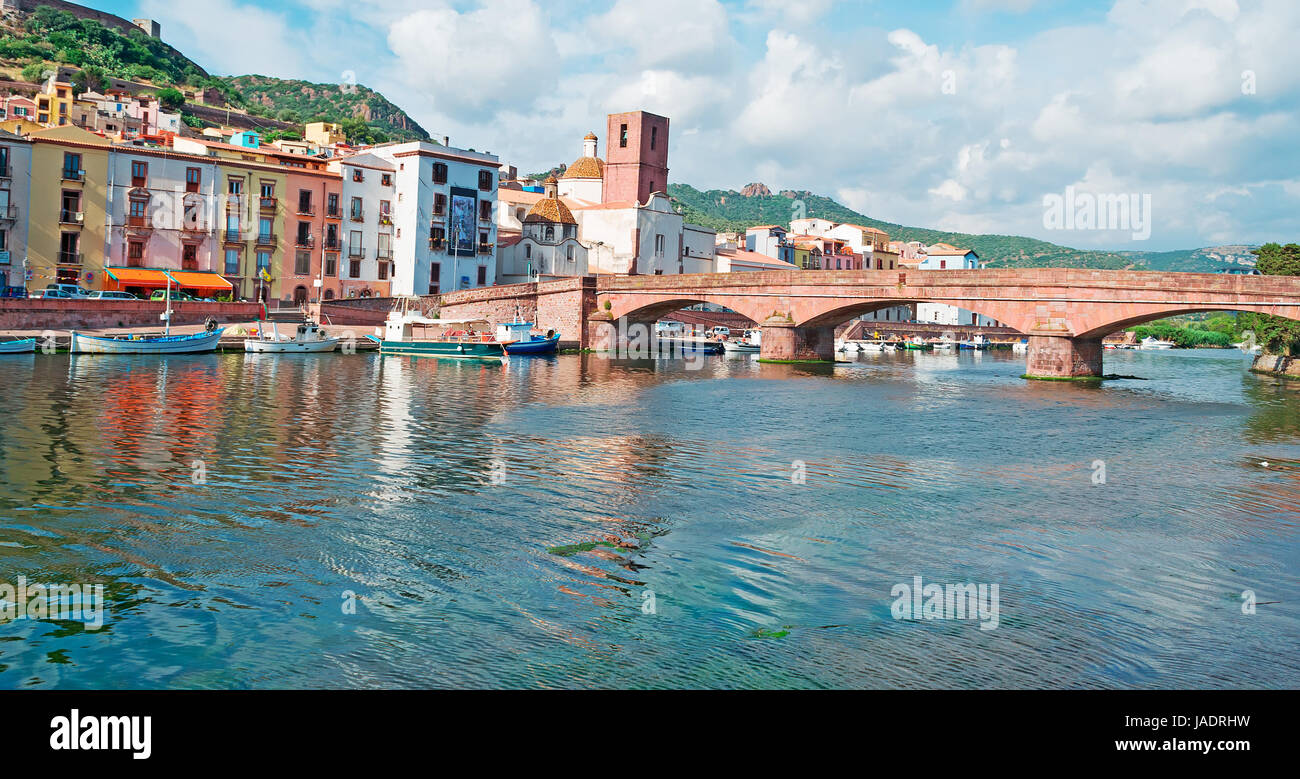 Temo Ufer in Bosa, Sardinien Stockfoto