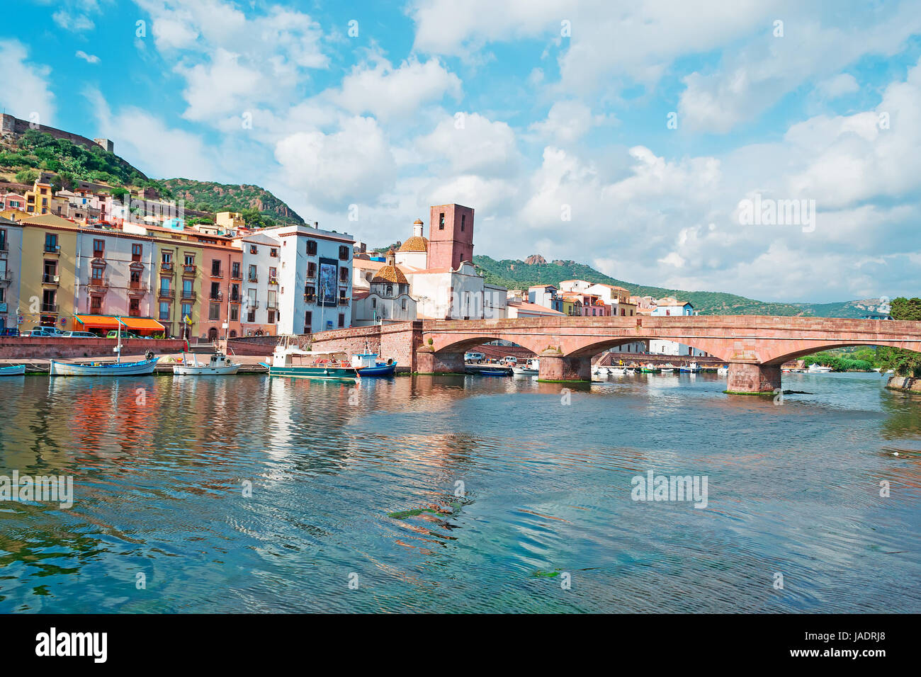 Temo Ufer in Bosa, Sardinien Stockfoto