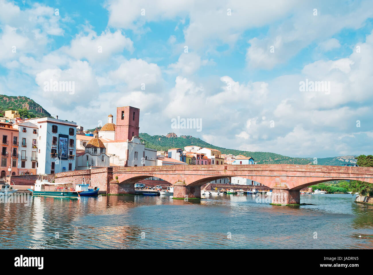 Temo Ufer in Bosa, Sardinien Stockfoto