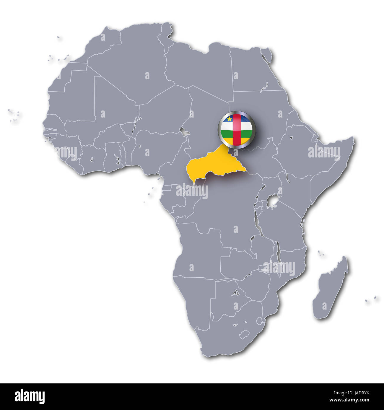 Afrika Karte mit der Zentralafrikanischen Republik Stockfoto