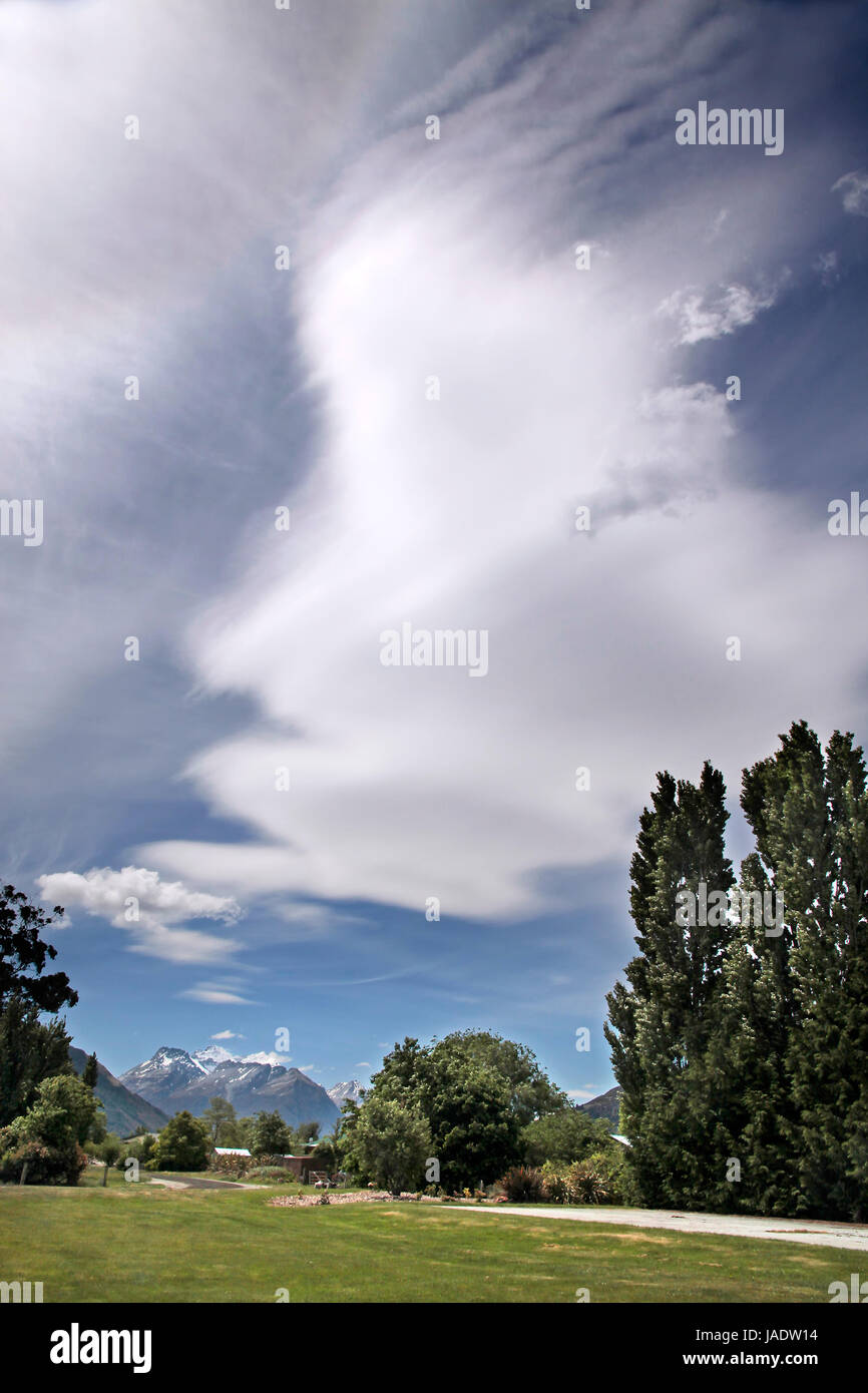 Ungewöhnliche Wolken Bei Glenorchy, Otago, Südinsel, Neuseeland Stockfoto