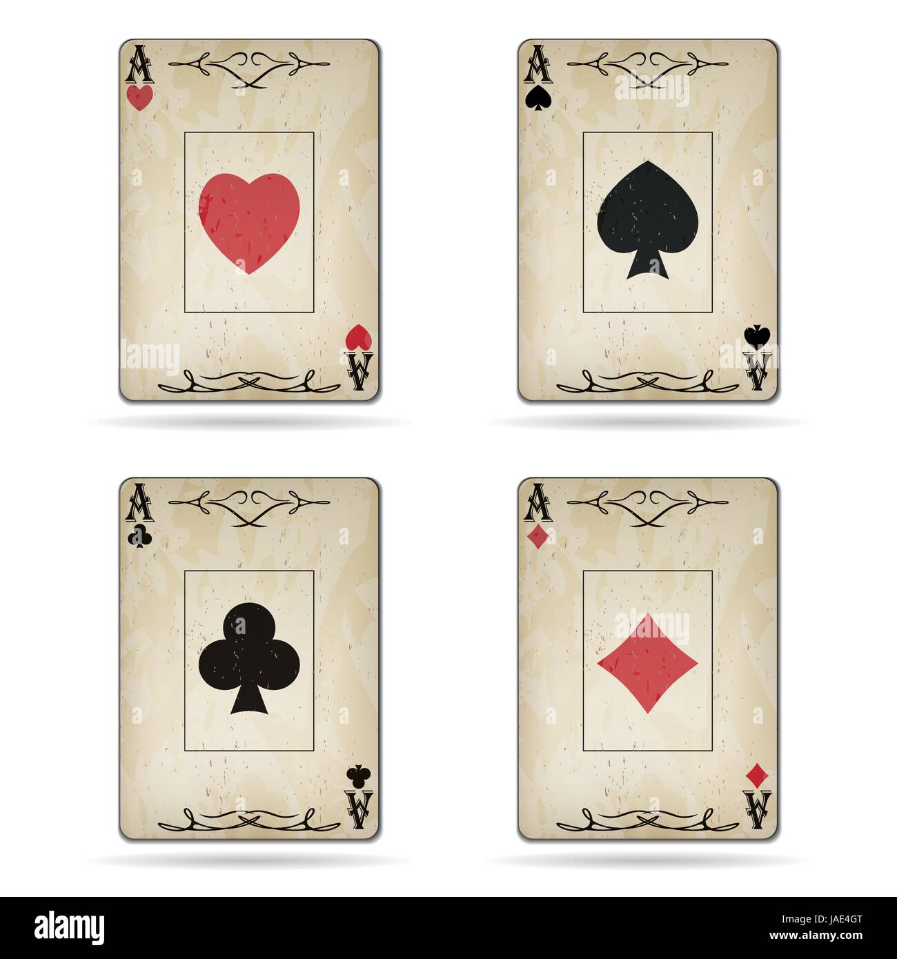 Pik, Herz, Karo-Ass, Vereine-Poker-Karten-Set alten Blick auf weißem  Hintergrund isoliert-Ass-Ass-Ass Stock-Vektorgrafik - Alamy