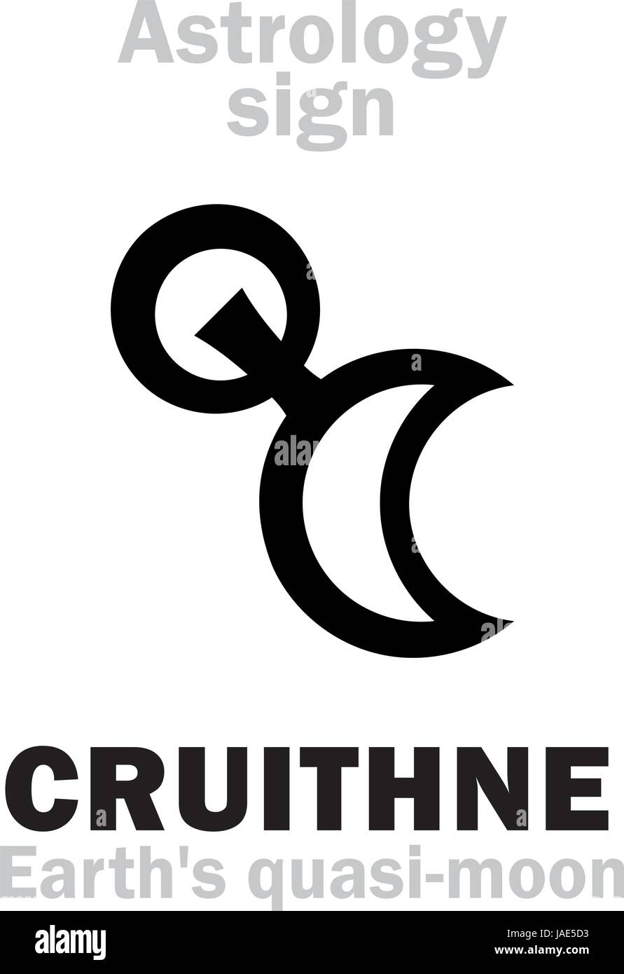 Astrologie-Alphabet: Bauen, quasi-Erdmond (Trojan Asteroiden-Satellit). Hieroglyphen Charakter Zeichen (einzelnes Symbol). Stock Vektor