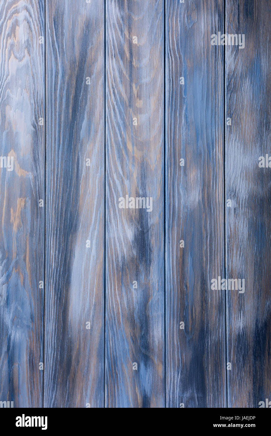 Blauen alten Holzbrett Hintergrund. Vertikale Streifen Stockfoto