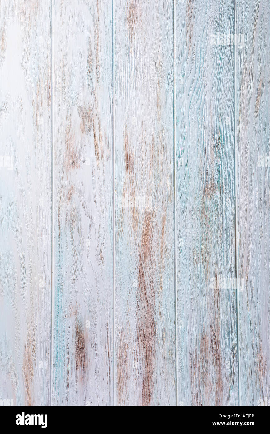 Blau, Türkis, weiß alten Holzbrett Hintergrund. Vertikale Streifen Stockfoto