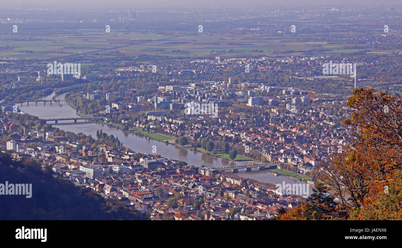 Blick auf Heidelberg und den Neckar Stockfoto