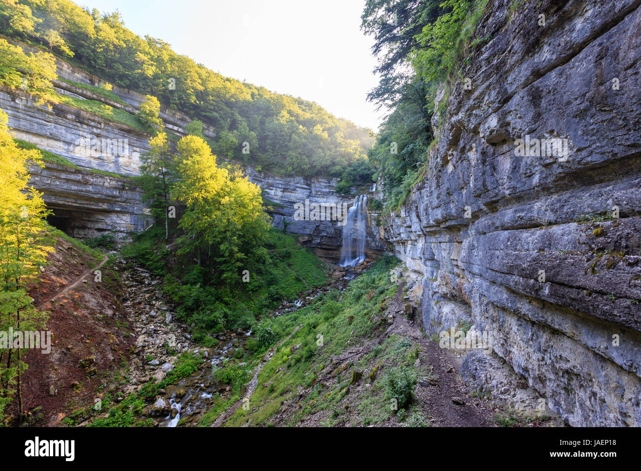 Frankreich, Jura, Menetrux de Joux, Hedgehog Wasserfälle, Grand Saut fallen Stockfoto