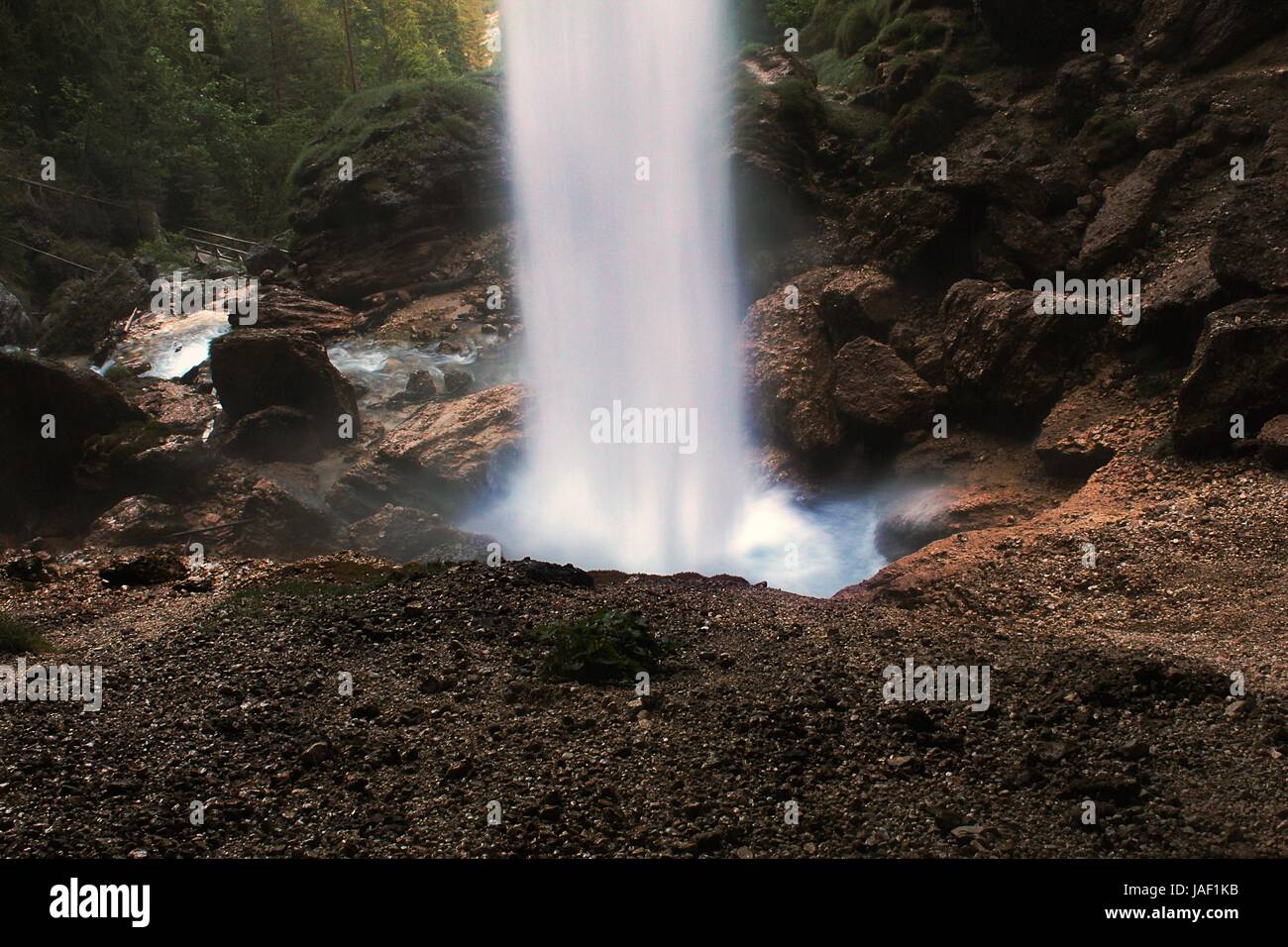 versteckter Wasserfall von Mostrjana, Slowenien Stockfoto