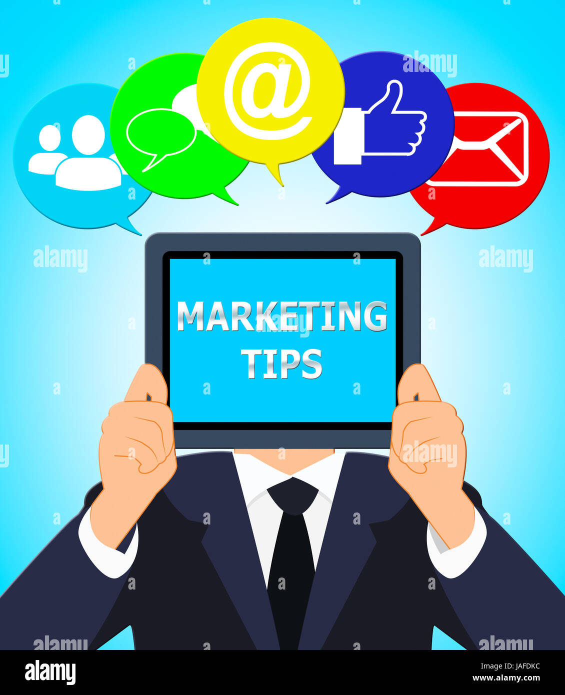 EMarketing Beratung 3d Abbildung zeigt Marketing-Tipps Stockfoto