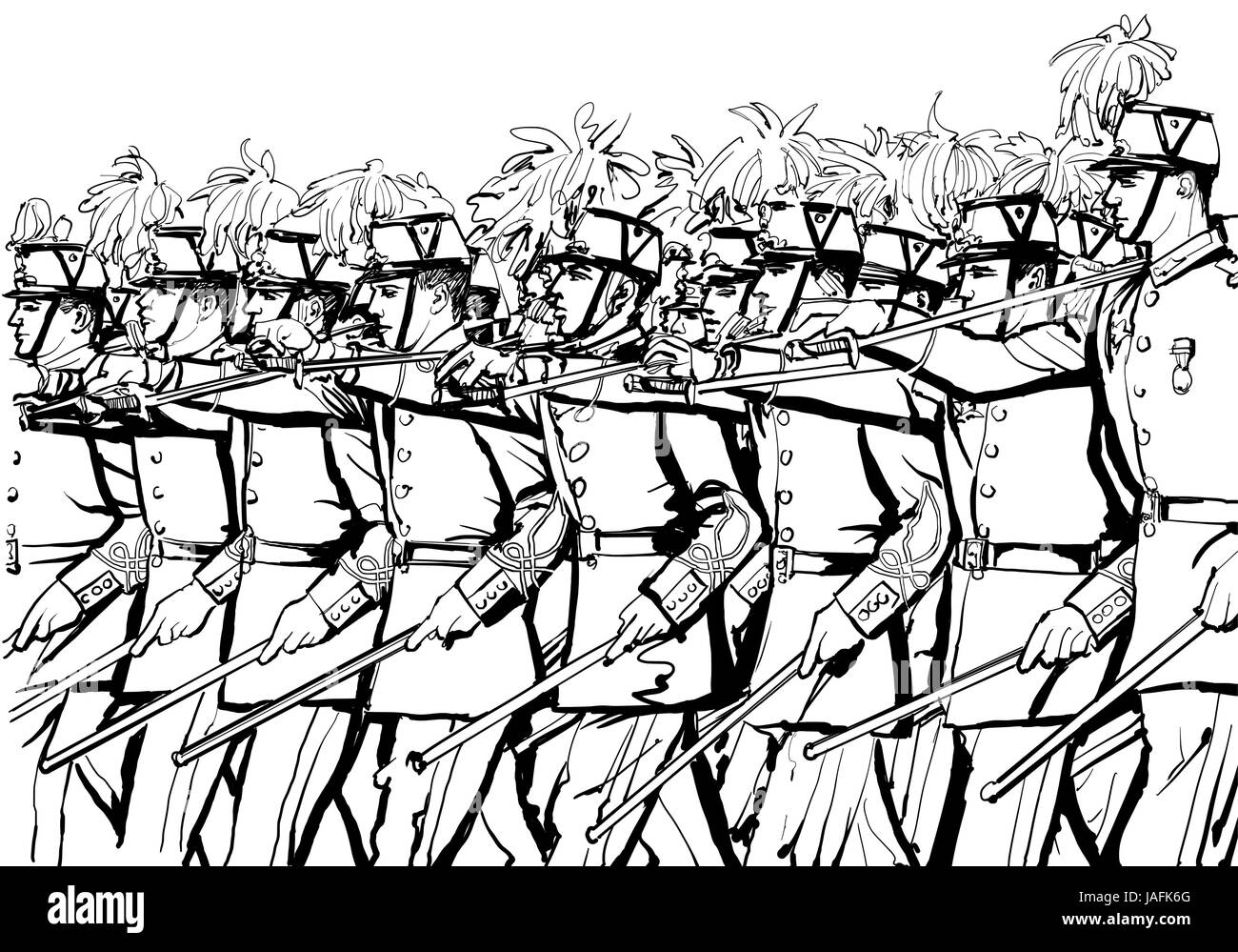 Paris, Frankreich, Tag Militärparade, Vektor 14 Juli --illustration Stock Vektor