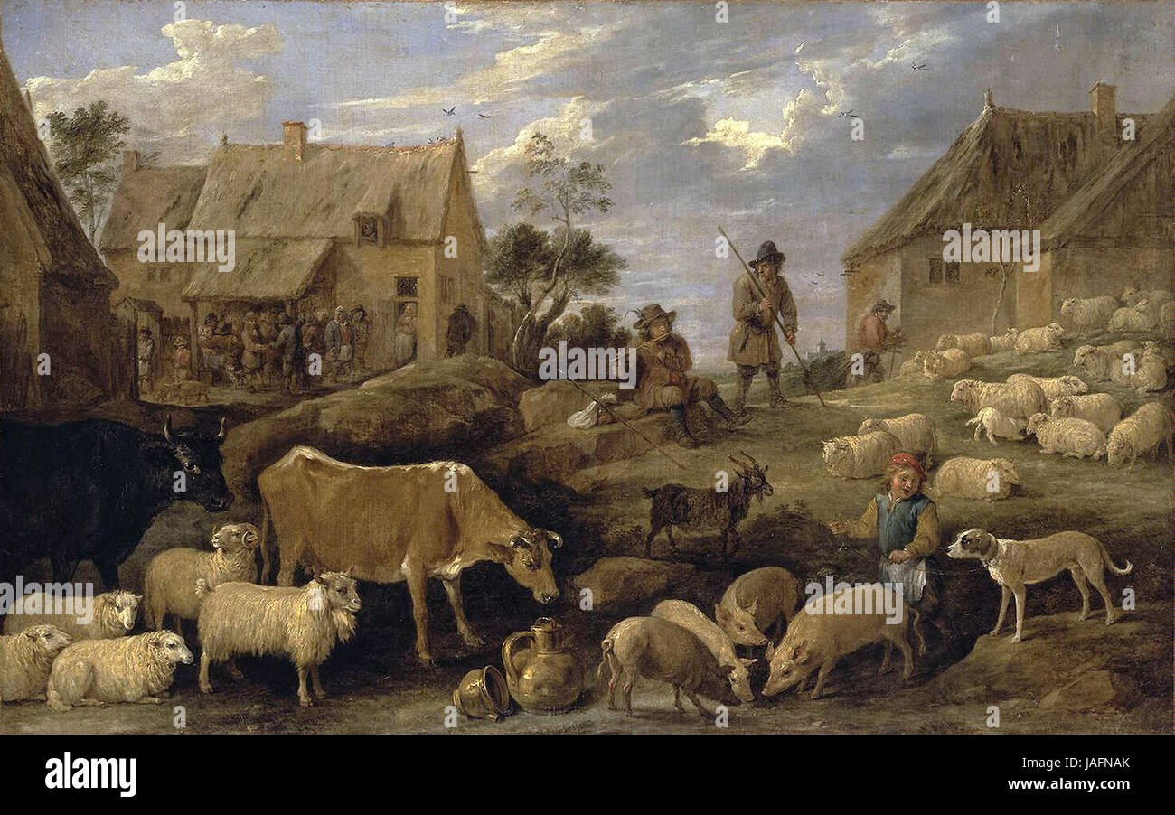 David Teniers der jüngere - Landschaft mit ein Hirte und eine Herde Stockfoto