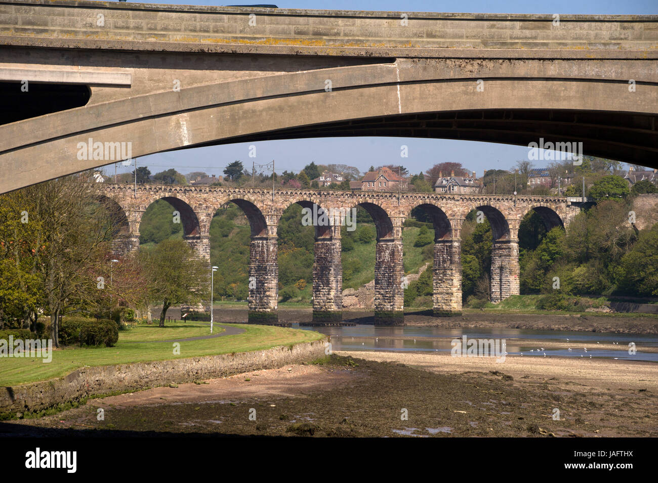 Brücken über dem Fluss Tweed, Berwick-upon-Tweed Stockfoto