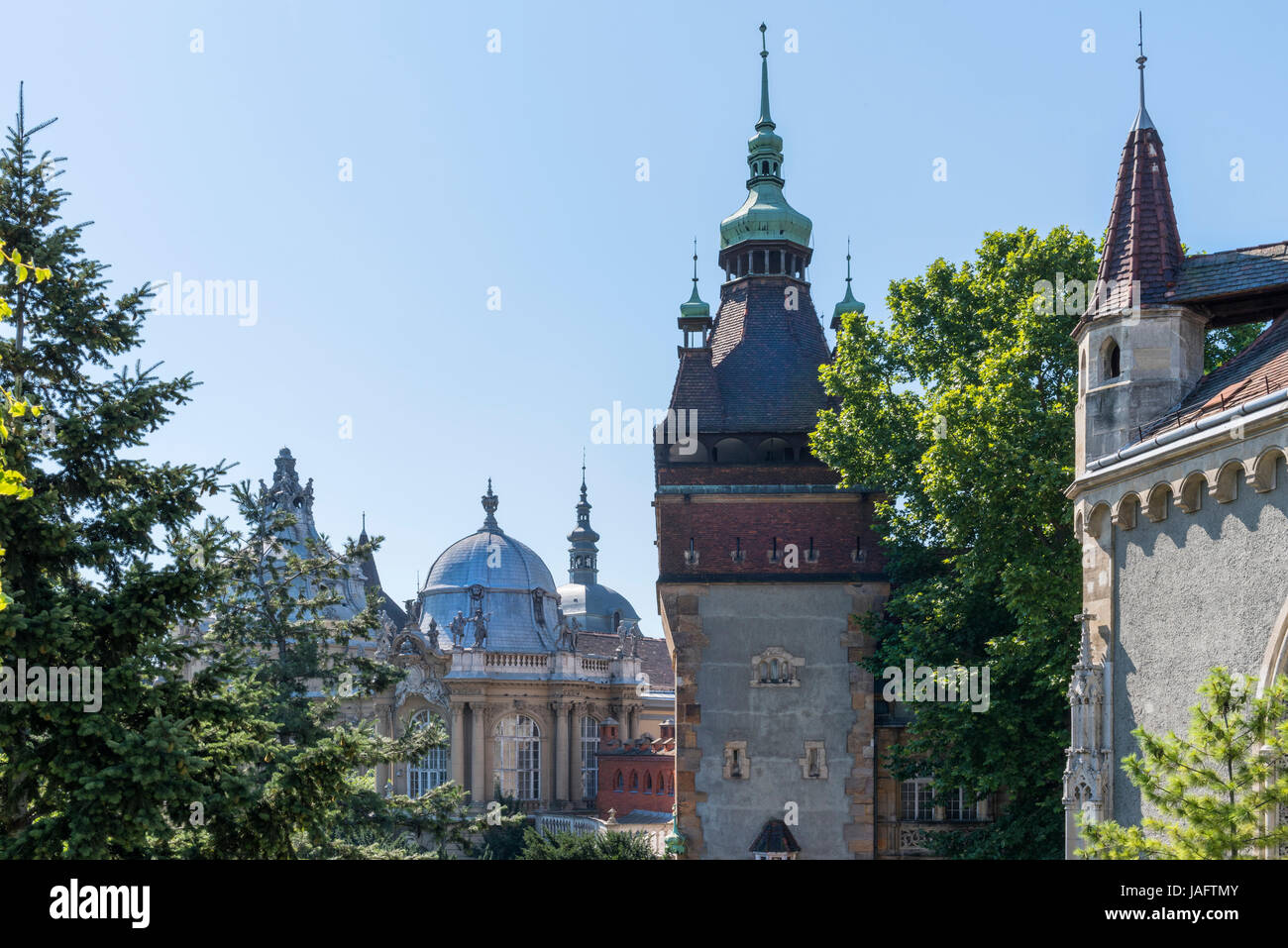 Vajdahunyad Burg wohnen Ungarische Landwirtschaftsmuseum, Stadtwäldchen (Városliget), Budapest, Ungarn Stockfoto