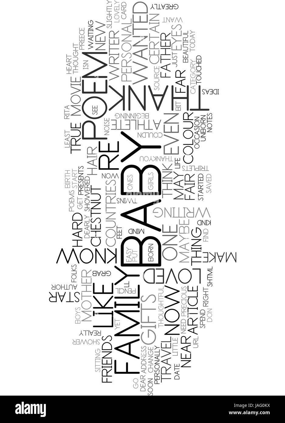 BABY-DUSCHE-GEDICHTE AUS DEM HERZEN TEXT WORD CLOUD-KONZEPT Stock Vektor
