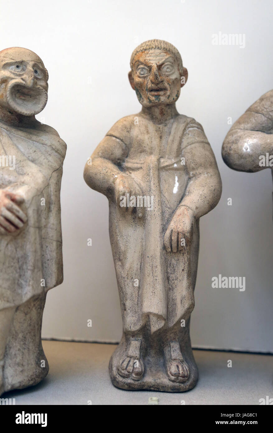 Terrakotta-Figur der Komiker. Etruskische. 2. Jh. BC. Canino, Italien. Schauspieler tragen Maske der rustikal. British Museum. London. VEREINIGTES KÖNIGREICH. Stockfoto
