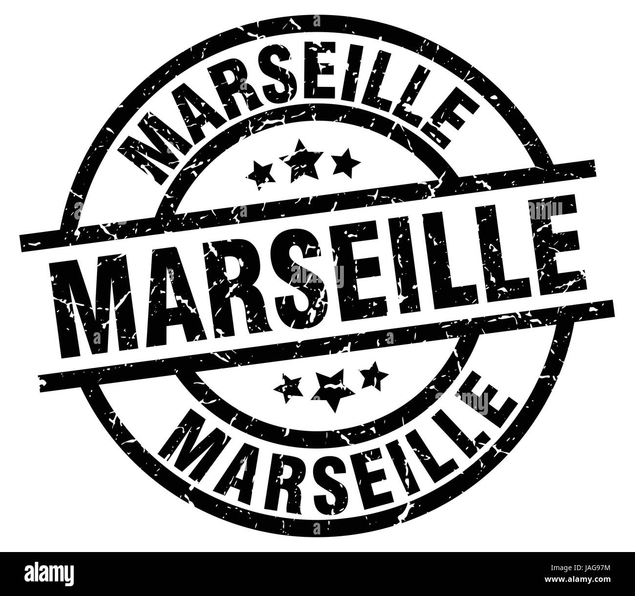 Marseille schwarz Runde Grunge-Stempel Stock Vektor