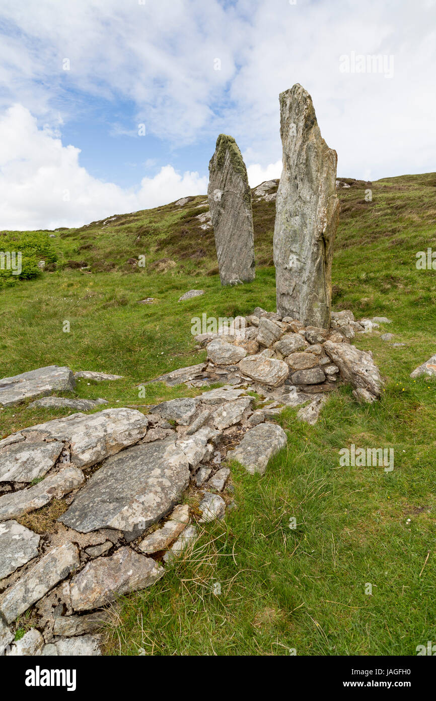 Callanish VIII Standing Stones, Great Bernera, Isle of Lewis, Western Isles, äußeren Hebriden, Schottland, Vereinigtes Königreich Stockfoto