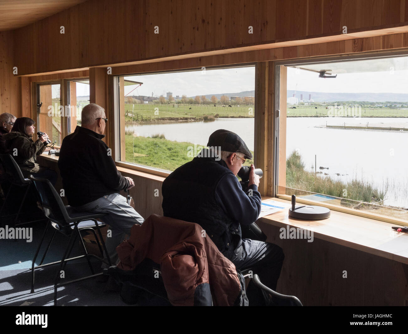 Vogel-verstecken im Saltholme RSPB Reserve zwischen Middlesbrough und Hartlepool, Nord-Ost-England. UK Stockfoto