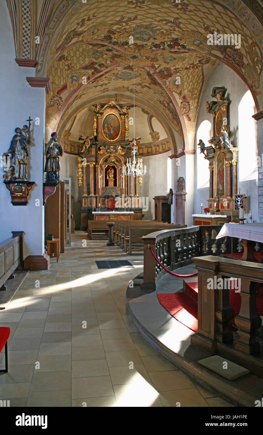 Deutschland, Hessen, Schloss sterben, Wallfahrt im Inneren, Kirche, glauben, Religion, Wallfahrt, Wallfahrtsort, Anbetung der Jungfrau Maria, Christentum, katholische Kirche, Stockfoto