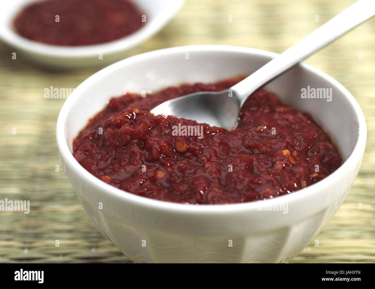 Harissa, Chilisauce, Chili-Pfeffer, Gewürz, Nordafrika, Stockfoto