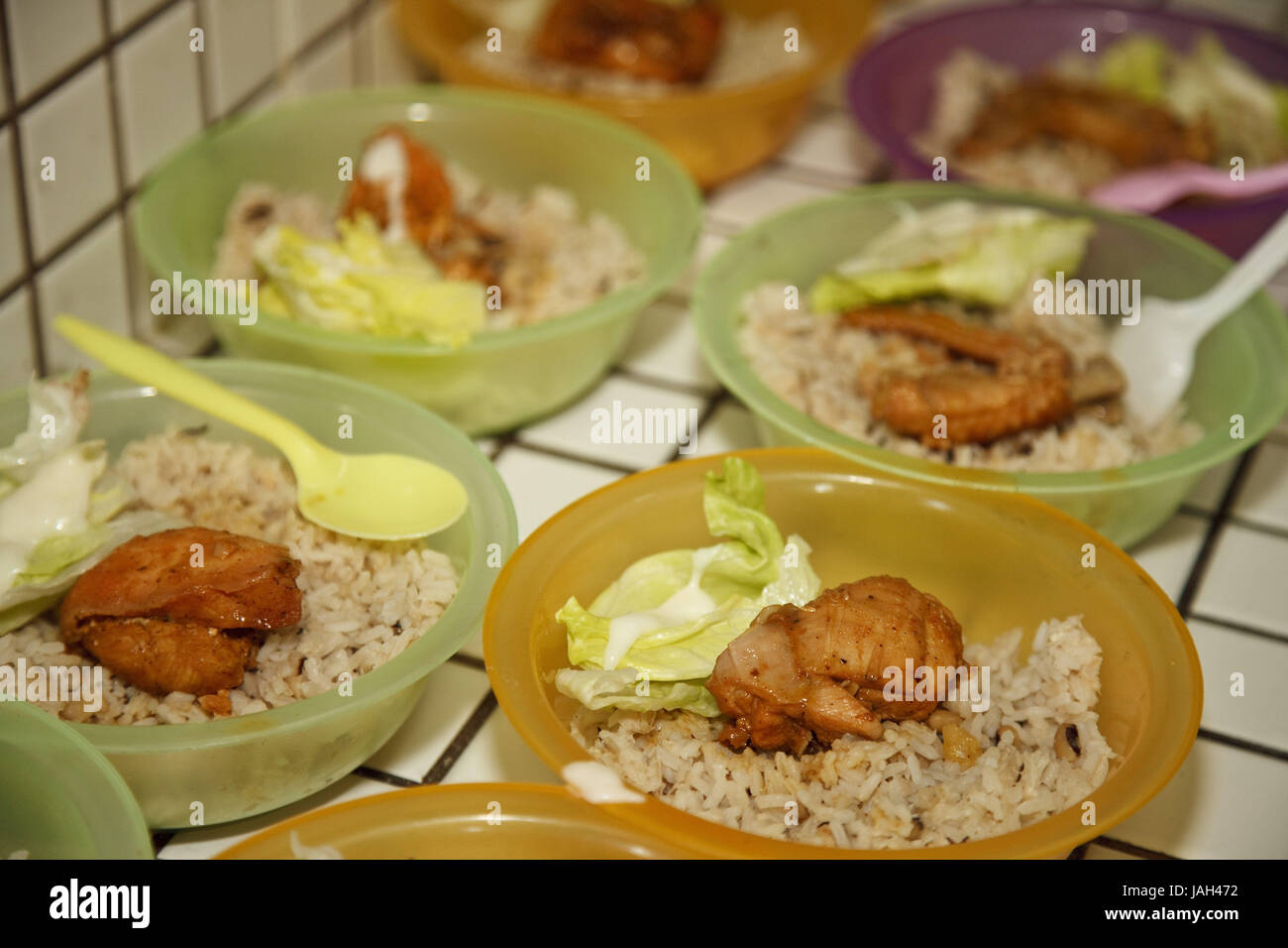 Belize, orange Drumming Stadt, Schule, Essen, Fairtrade, Premium, keine Property-Release Stockfoto
