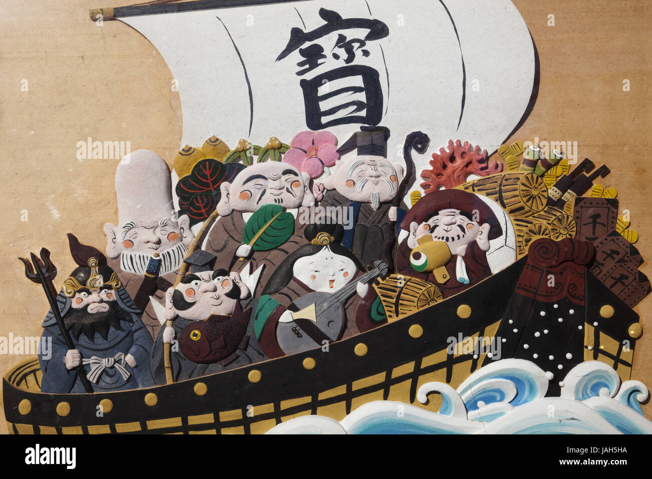 Japan, Tokio, Asakusa, Illustration, sieben glücklichen Götter, Stockfoto