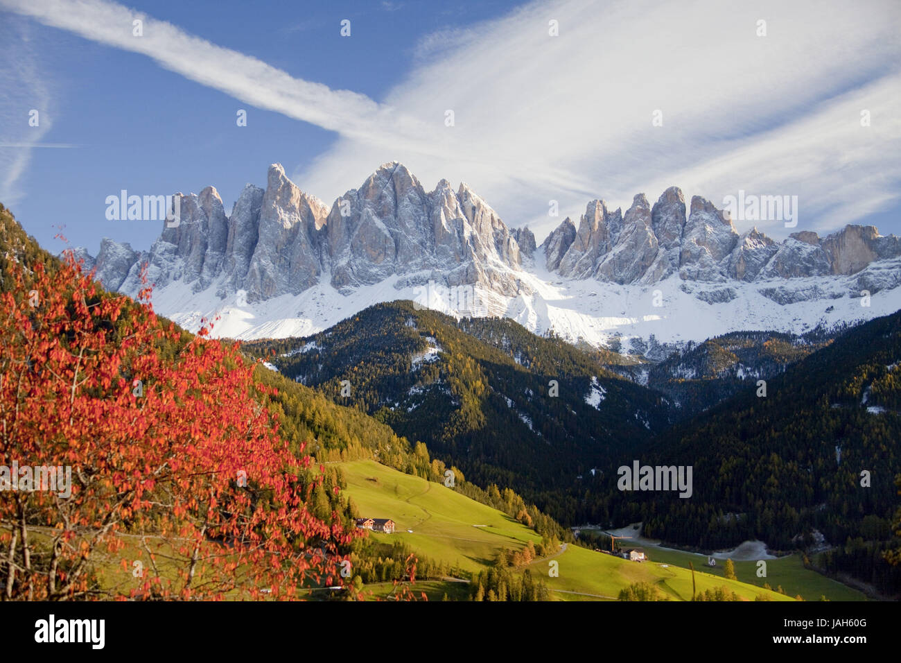 Italien, Dolomiten, Villnösstal, St. Magdalena, Herbst, Stockfoto