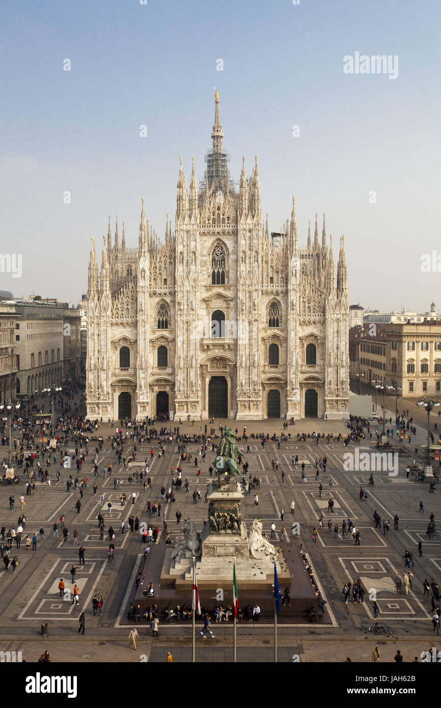 Italien, Mailand, Dom, quadratisch, Person, bluten Statue Vittorio Emanuele II, Stockfoto
