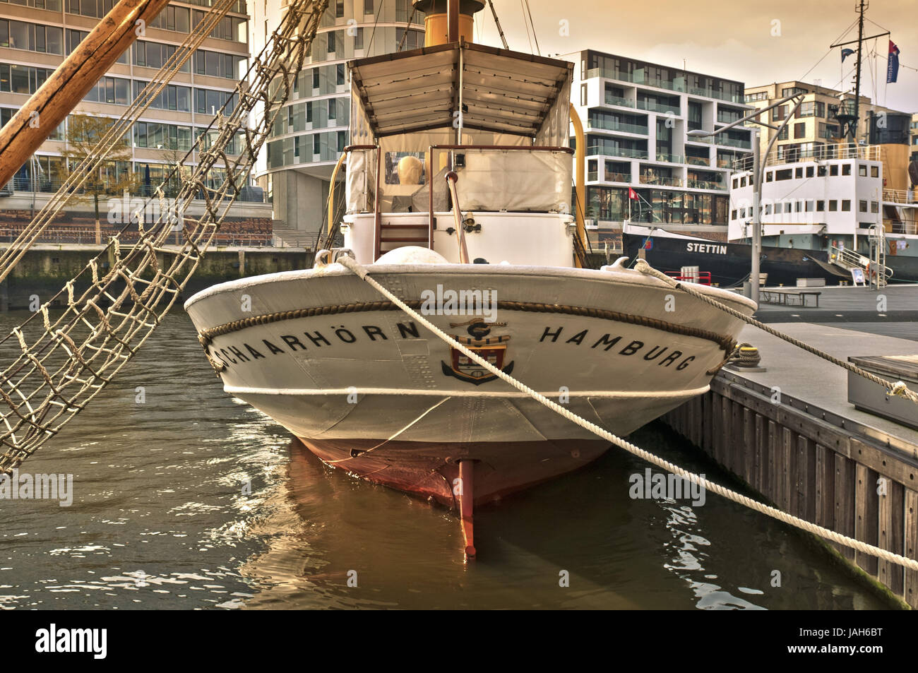 Deutschland, Hamburg, Hafen, Stadt, Sand Ziel Quay, Sand Ziel Hafen, Kai Dalmann, Architektur, historisches Schiff, "Schaarhörn" Stockfoto