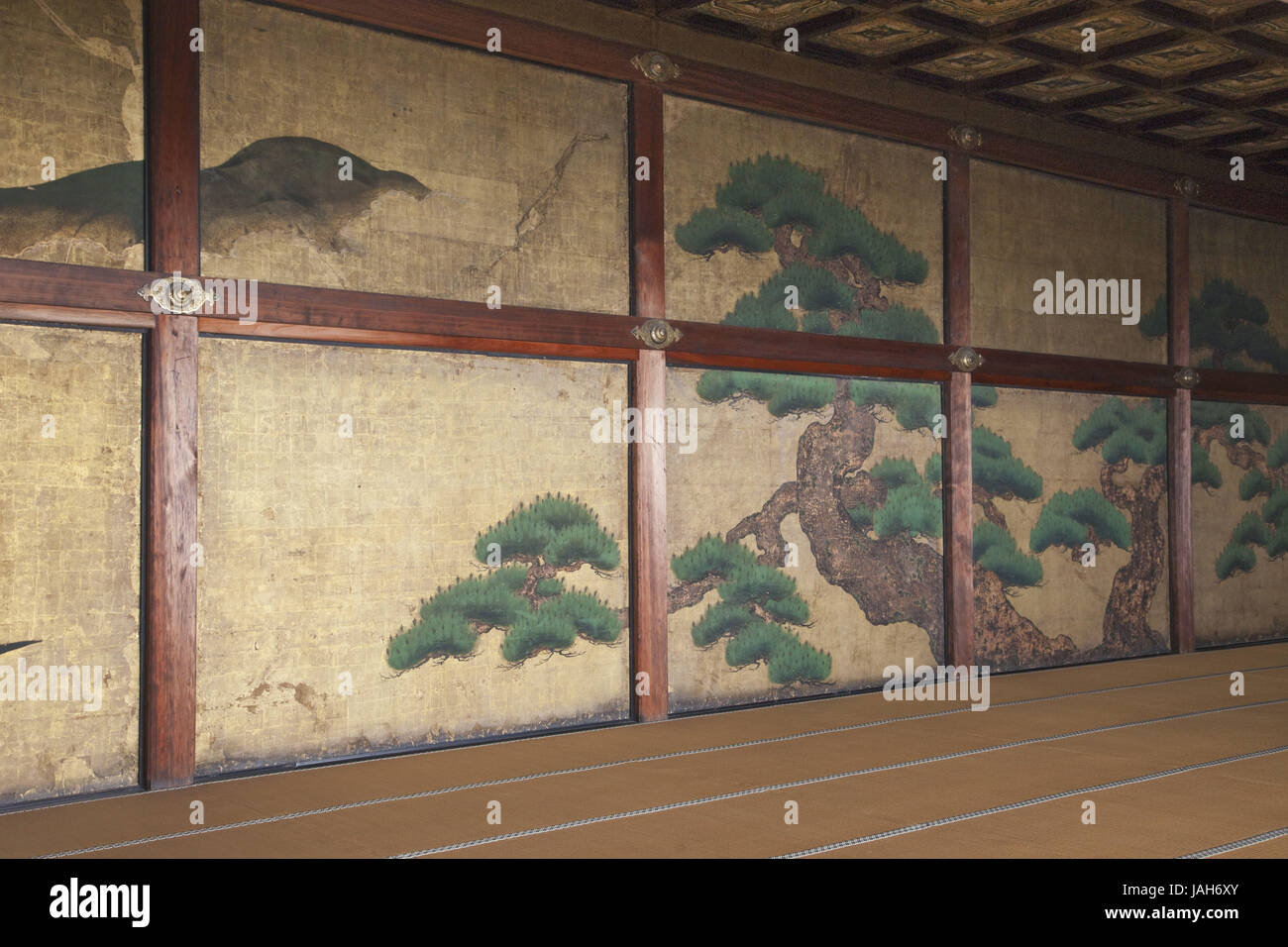 Japan, Kyoto, Schloss Nijo, Ninomaru Palast, innen, Wandmalerei, Stockfoto