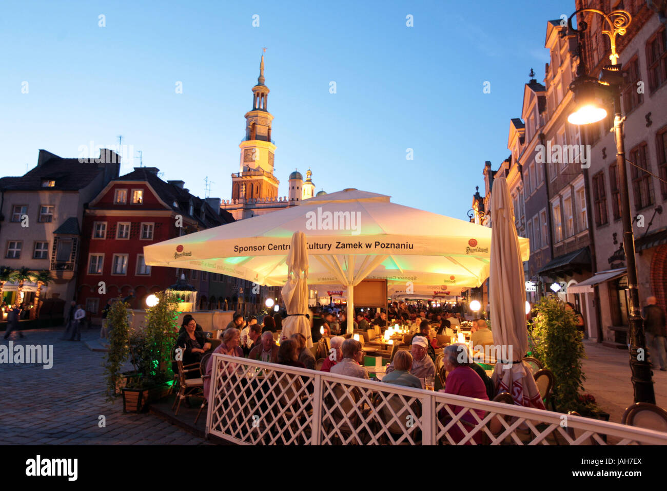 Polen, Posen, Poznan, Stary Rynek, quadratisch, Old Town, Alltag, Rynek, Rathaus, Rathausplatz, Restaurant, Café, Stockfoto