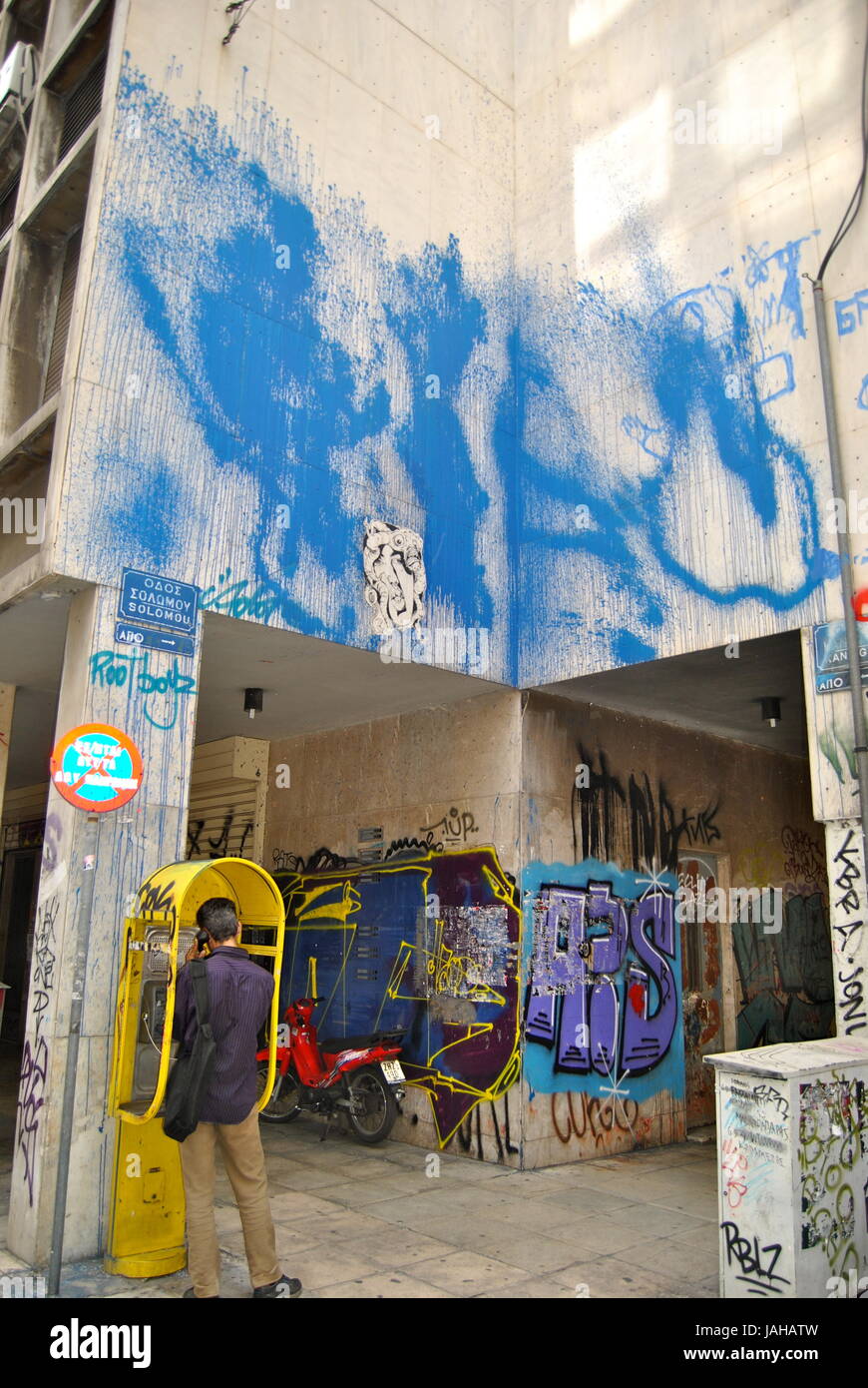 Graffiti und Street Art in Athen, Griechenland Stockfoto