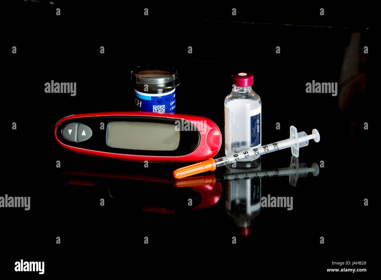 Ein Diabetes-Test-Kit. Stockfoto