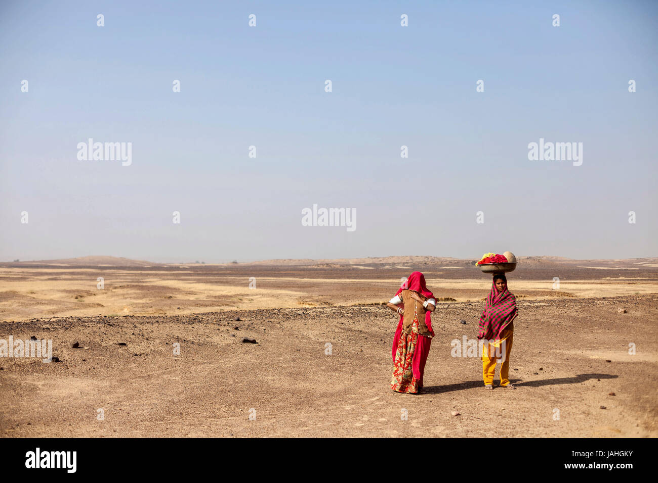 Leben in den Dörfern in Thar-Wüste, Rajasthan, Indien Stockfoto