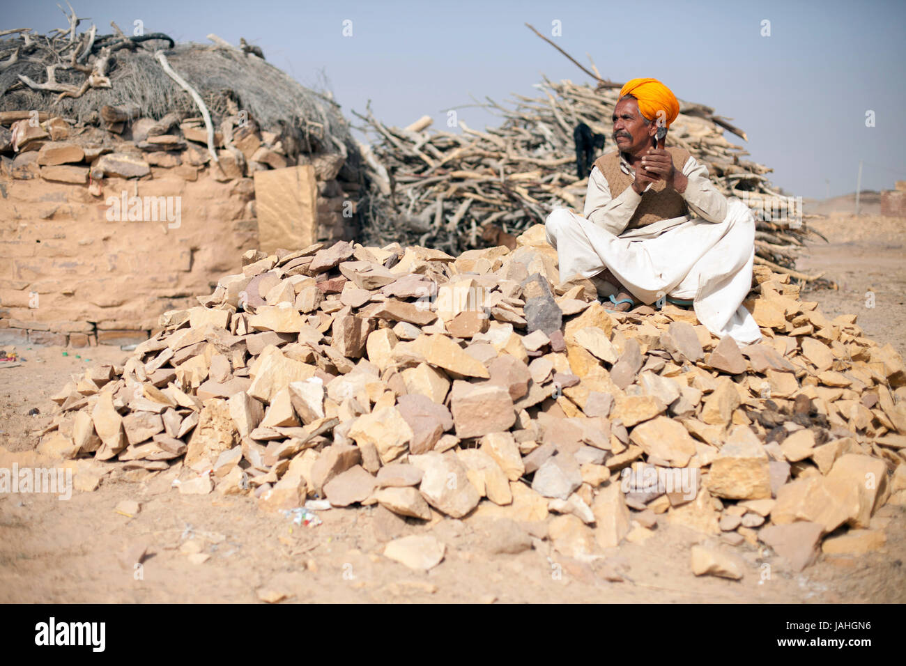 Leben in den Dörfern in Thar-Wüste, Rajasthan, Indien Stockfoto