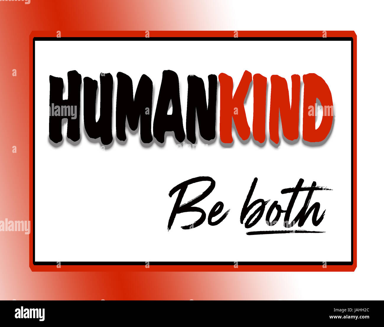 rote und schwarze inspirierend Zitat im Frame über menschliche Güte Stockfoto