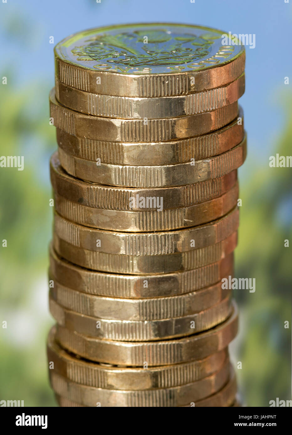 Die neuen (2017) Britische Pfund (GBP) Münzen. Stockfoto