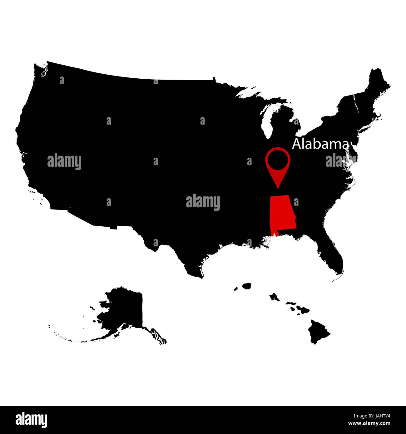 Karte der US-Bundesstaat Alabama Stock Vektor