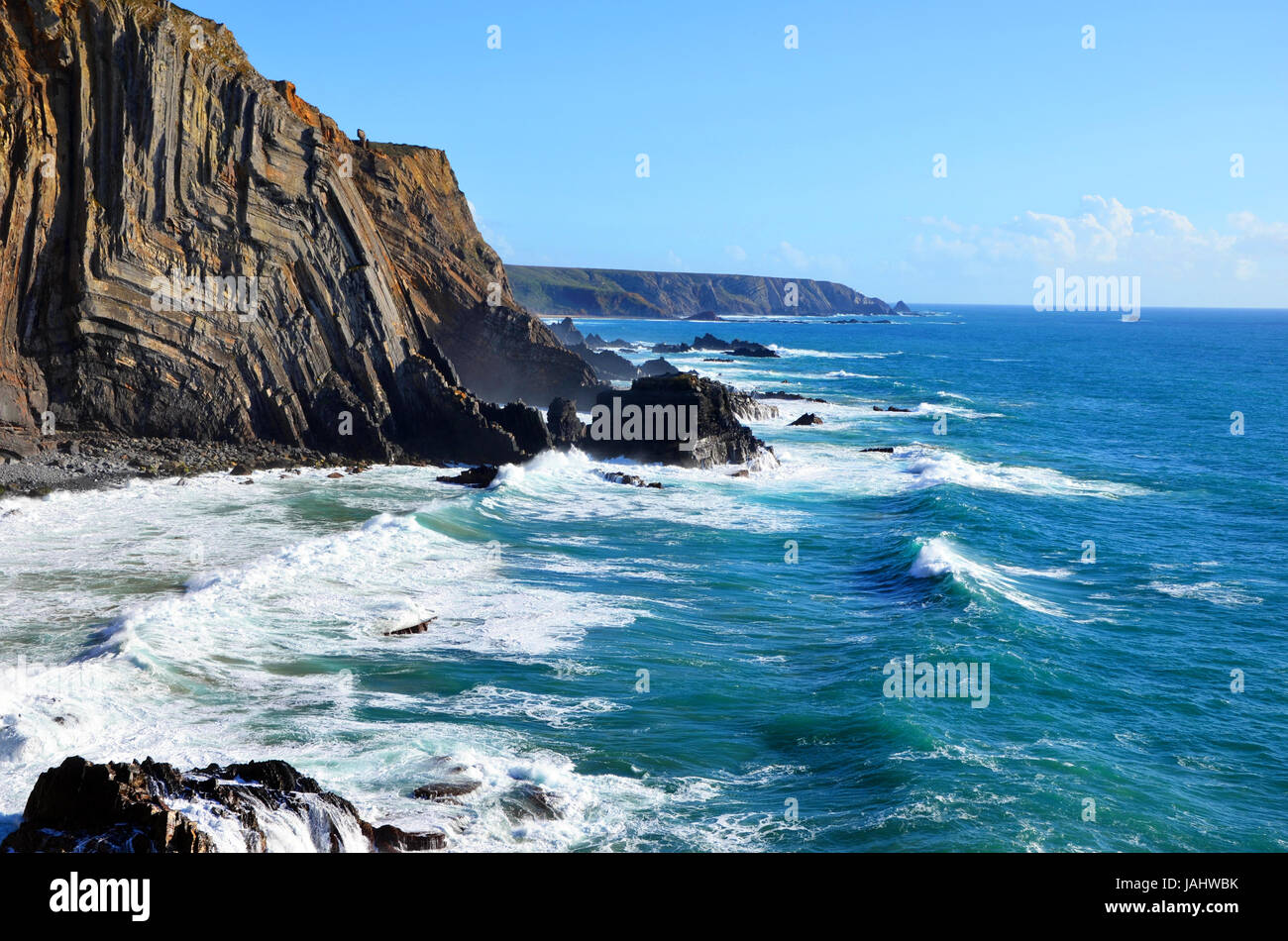 Wunderschöne Westküste der Algarve zwischen Praia Amado und Cabo de Sao Vincente (Costa Vicentina) Stockfoto
