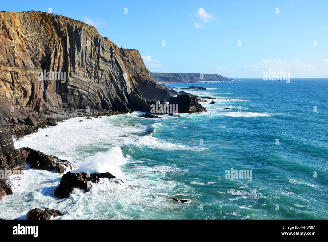 Wunderschöne Westküste der Algarve zwischen Praia Amado und Cabo de Sao Vincente (Costa Vicentina) Stockfoto
